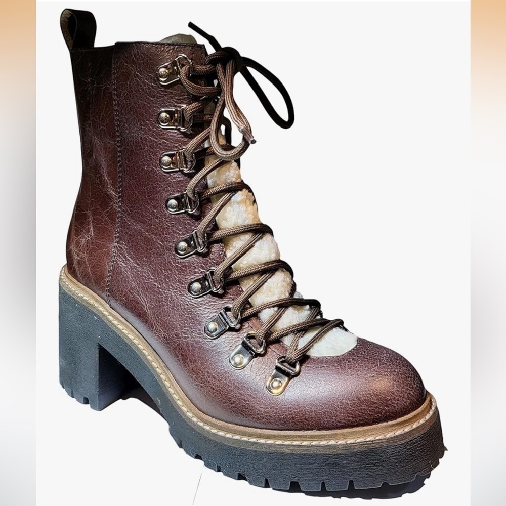 SOLD OUT Jeffrey Campbell OHWHAT Shearling Lug Sole Combat Boots 8
